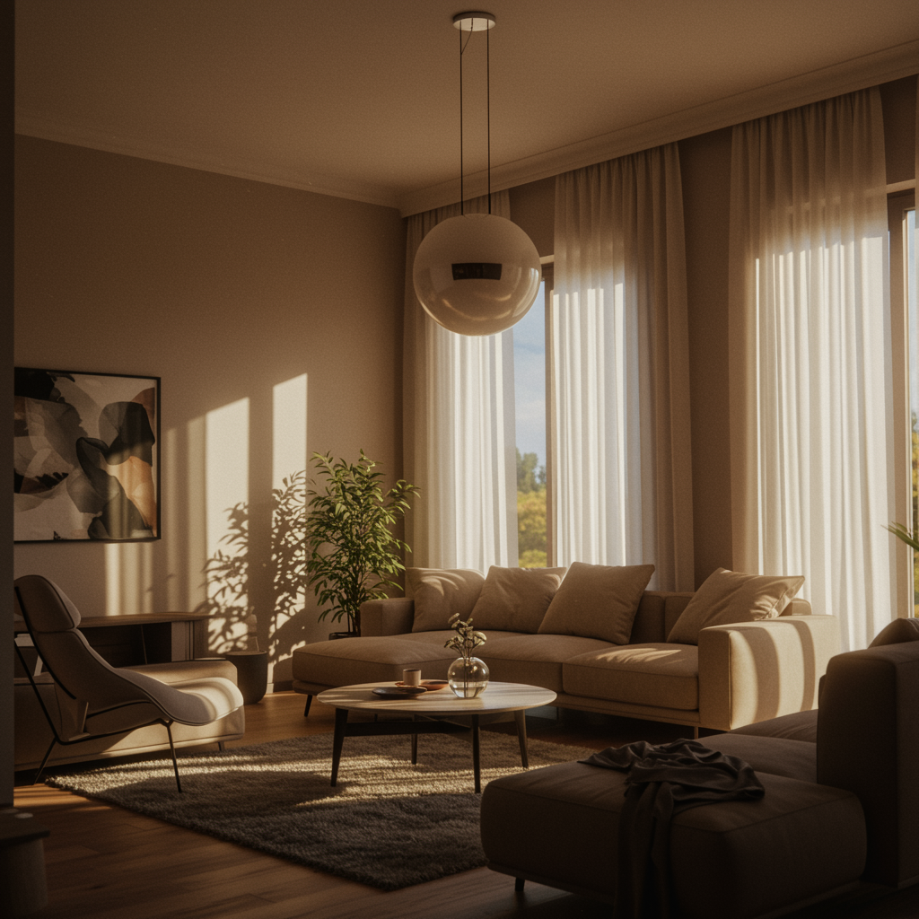 "Interiores modernos y acogedores con abundante luz natural, grandes ventanales y diseño elegante que combina estilo y funcionalidad."